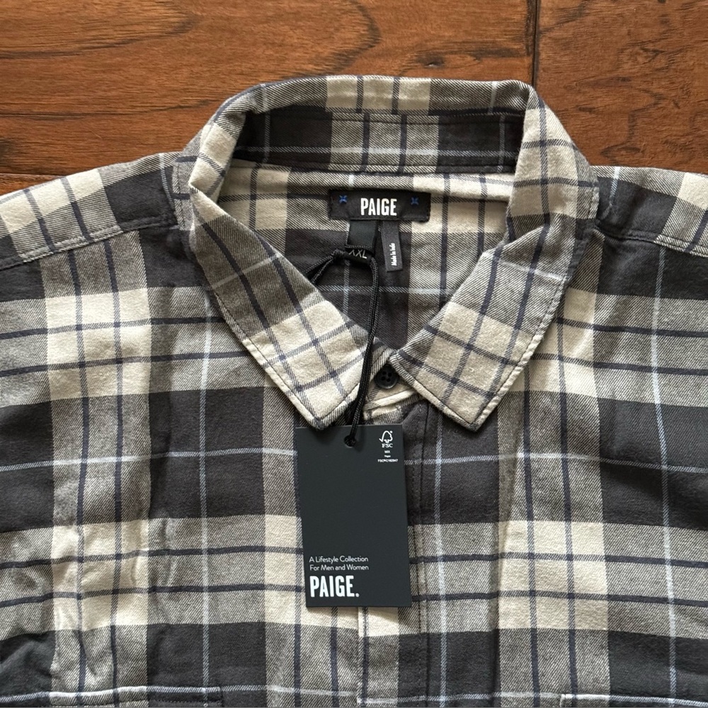 PAIGE‎ Everett Plaid Shirt XXL Grunge Midnight Coin